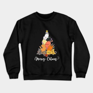 Funny cute meowy christmas tree Crewneck Sweatshirt